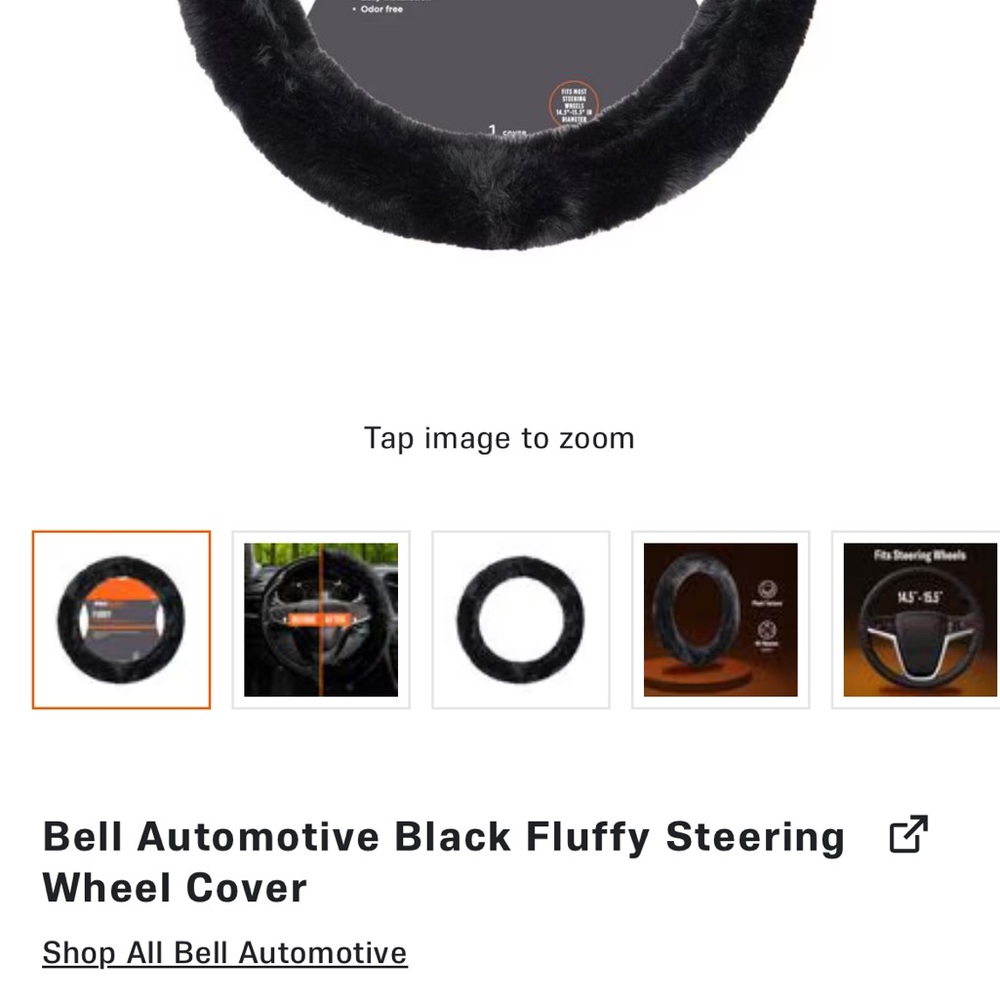 Bell Automotive Black Fluffy Steering Wheel Cover